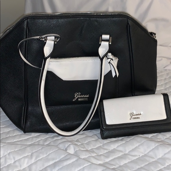 black and white guess purse